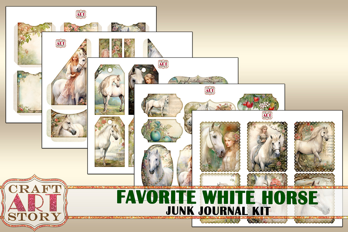 Favorite white horse junk journal, an Animal Illustration by CraftArtStory (Photo 3 of 4)
