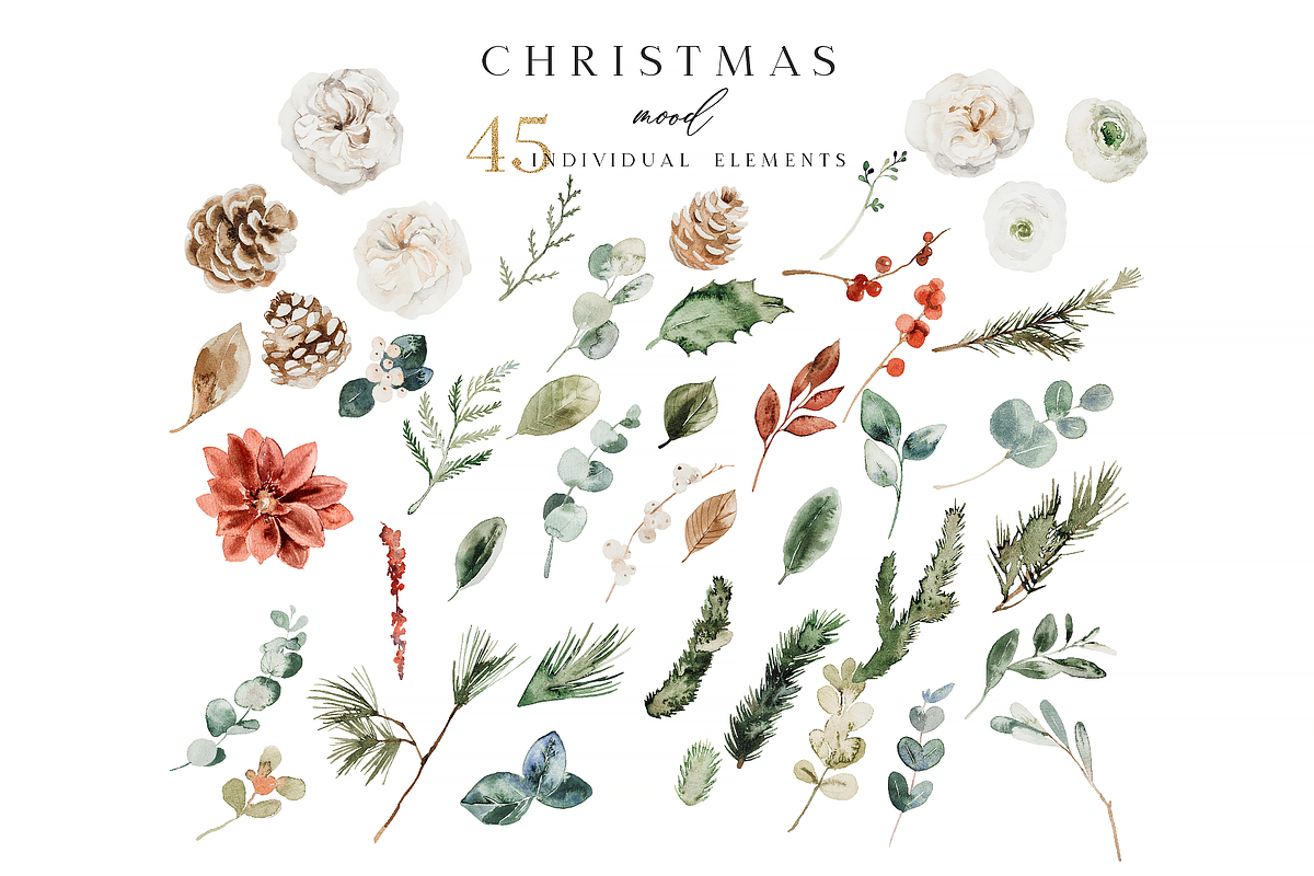 Christmas mood - watercolor set, a Seasonal Illustration by Youksy (Photo 11 of 20)