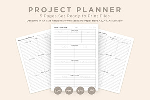 Project Planner Pages Set V-01, a Stationery Template by shahsoft