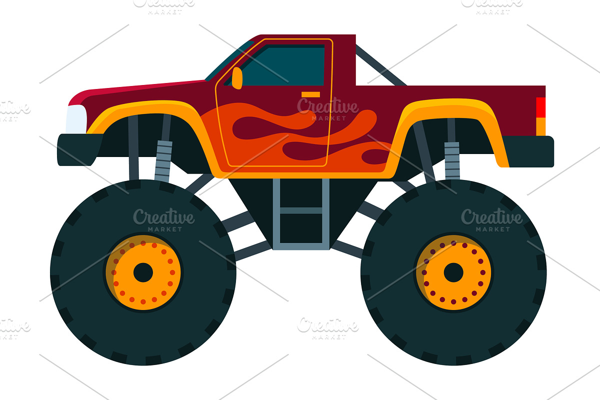 Monster truck. Bright colorful, a Transportation Illustration by Things for designers
