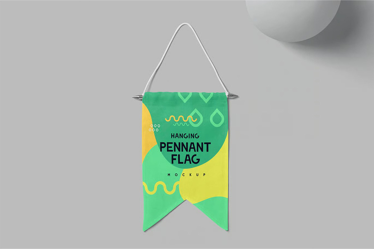 Hanging Pennant Flag Mockup, an Advertising Mockup by megostudi0 (Photo 6 of 7)