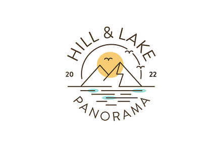 Hill & Lake Panorama Logo, a Work Illustration by Buqancreative