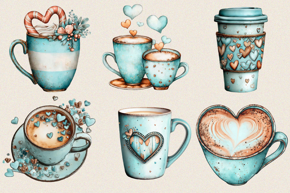 Valentine Coffee Clipart Bundle, an Illustration by SVGArt (Photo 8 of 8)