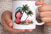 Watercolor Summer Flip Flop Clipart, an Illustration by Canvas Craft (Thumbnail 5 of 7)