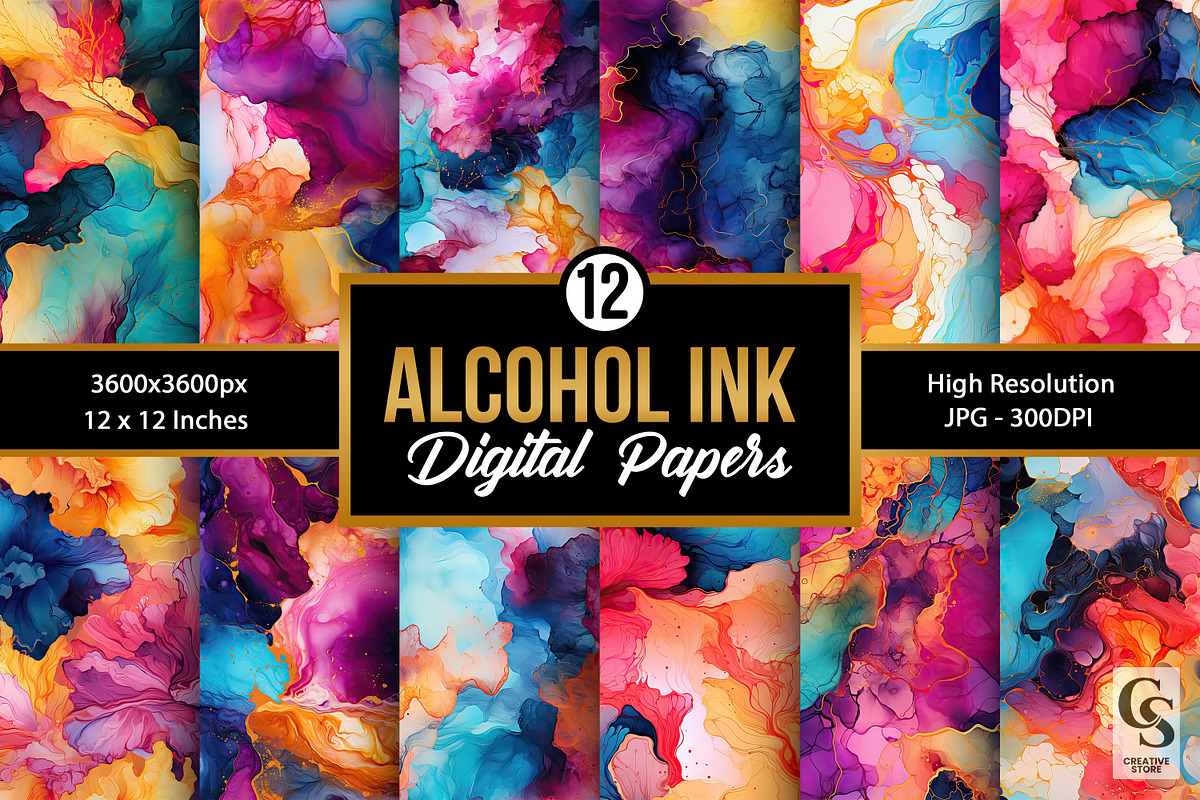 Rainbow Alcohol Ink Backgrounds, a Background Graphic by Creative Store (Photo 1 of 4)