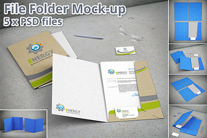 Stationary File Folder Mockup 5xPSD