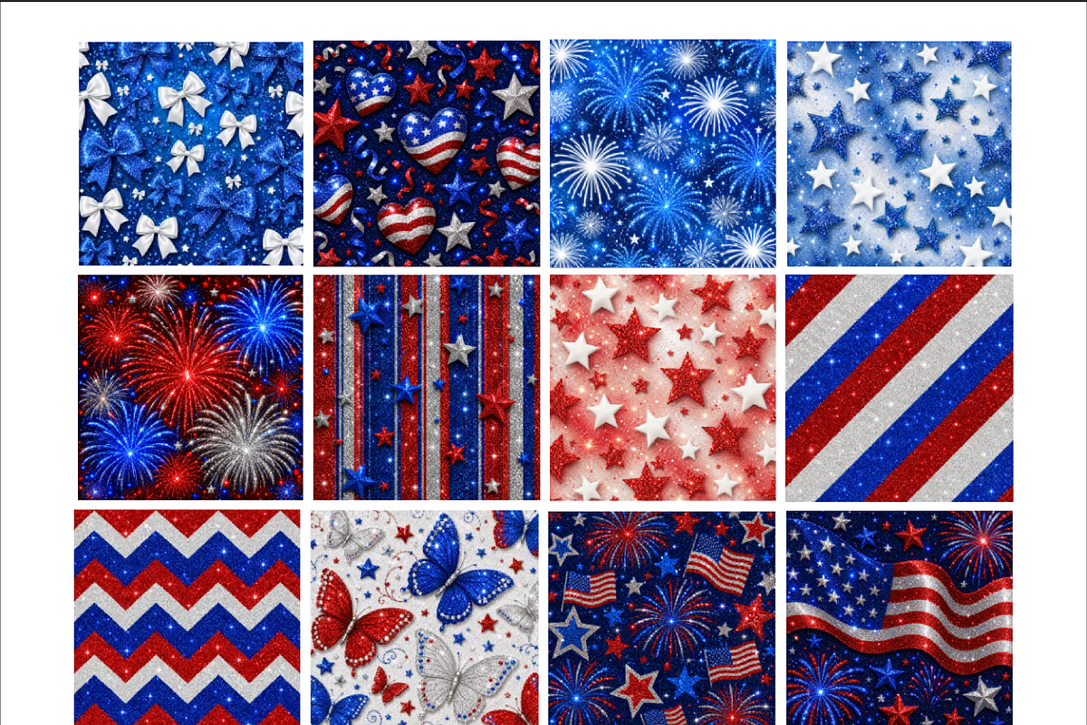 4th of July Glitter Digital Papers, a Texture Graphic by Printable Design Store (Photo 3 of 3)