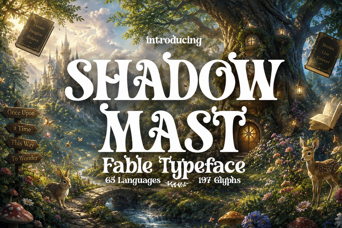 Shadowmast - Whimsical Fable Type, a Serif Font by HipFonts (Photo 1 of 8)