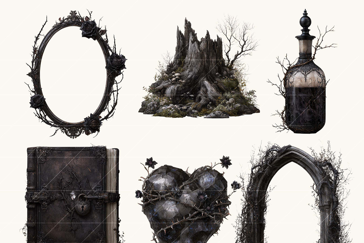 Watercolor Dark Enchanted Gothic, an Object Illustration by BusyDaydesign (Photo 2 of 9)