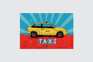 Typographic Retro Grunge Taxi Poster