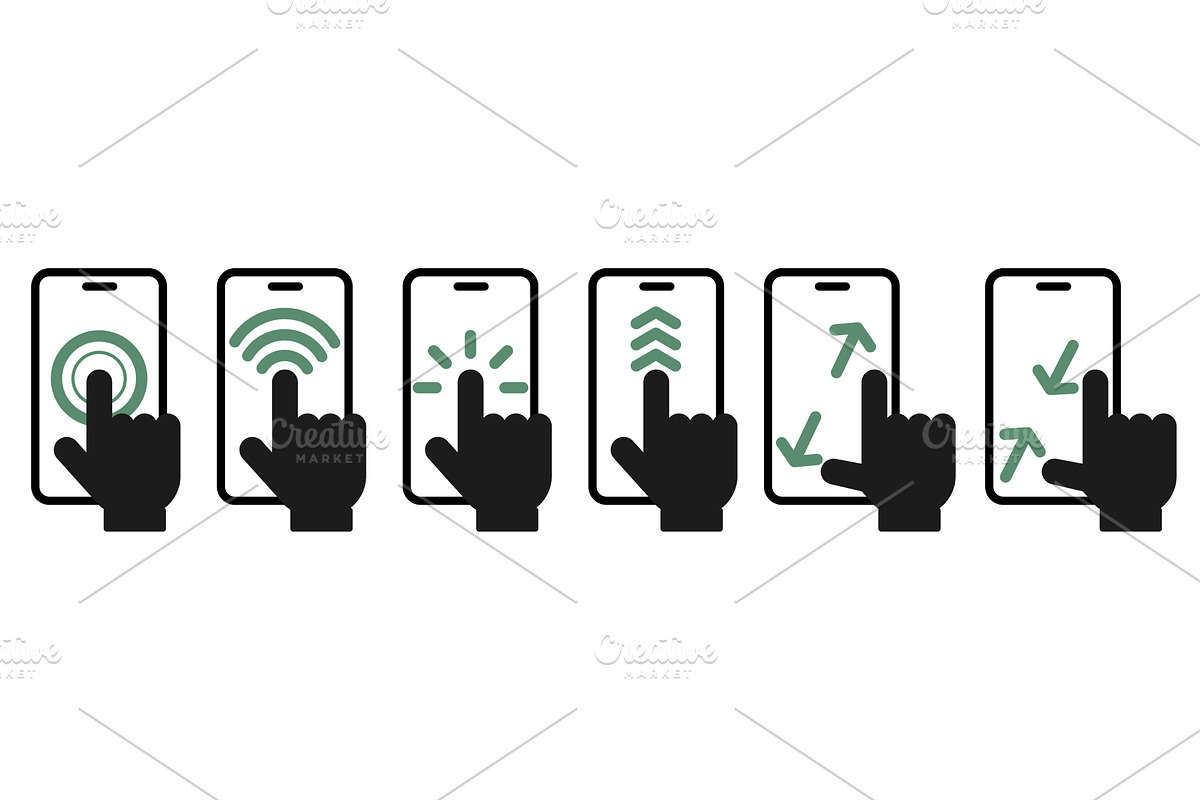 Icon hand with different movements, a Technology Illustration by Vectorbuum