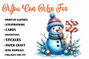 Watercolor Blue Snowman, a Seasonal Illustration by CreationArt (Thumbnail 5 of 7)