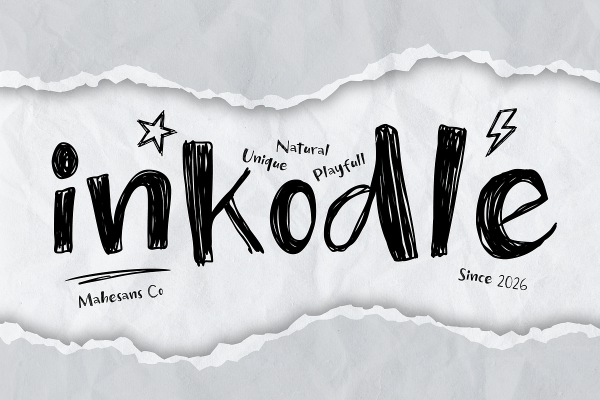 Inkodle – Messy Handwritten Font, a Handwritten Font by Mahesans Co (Photo 1 of 10)