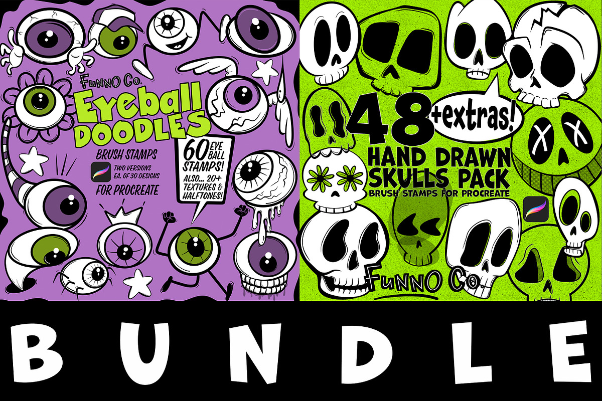 Procreate Bundle! Skulls & Eyeballs, a Brushes & More by Funno Co. (Photo 1 of 5)