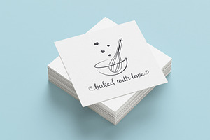 Baking with wire whisk logo on white