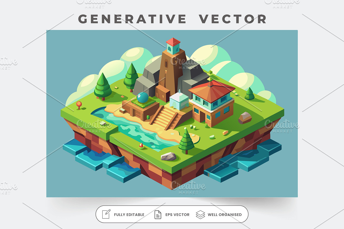 A detailed isometric island showcase, a Graphic by SouravDesign