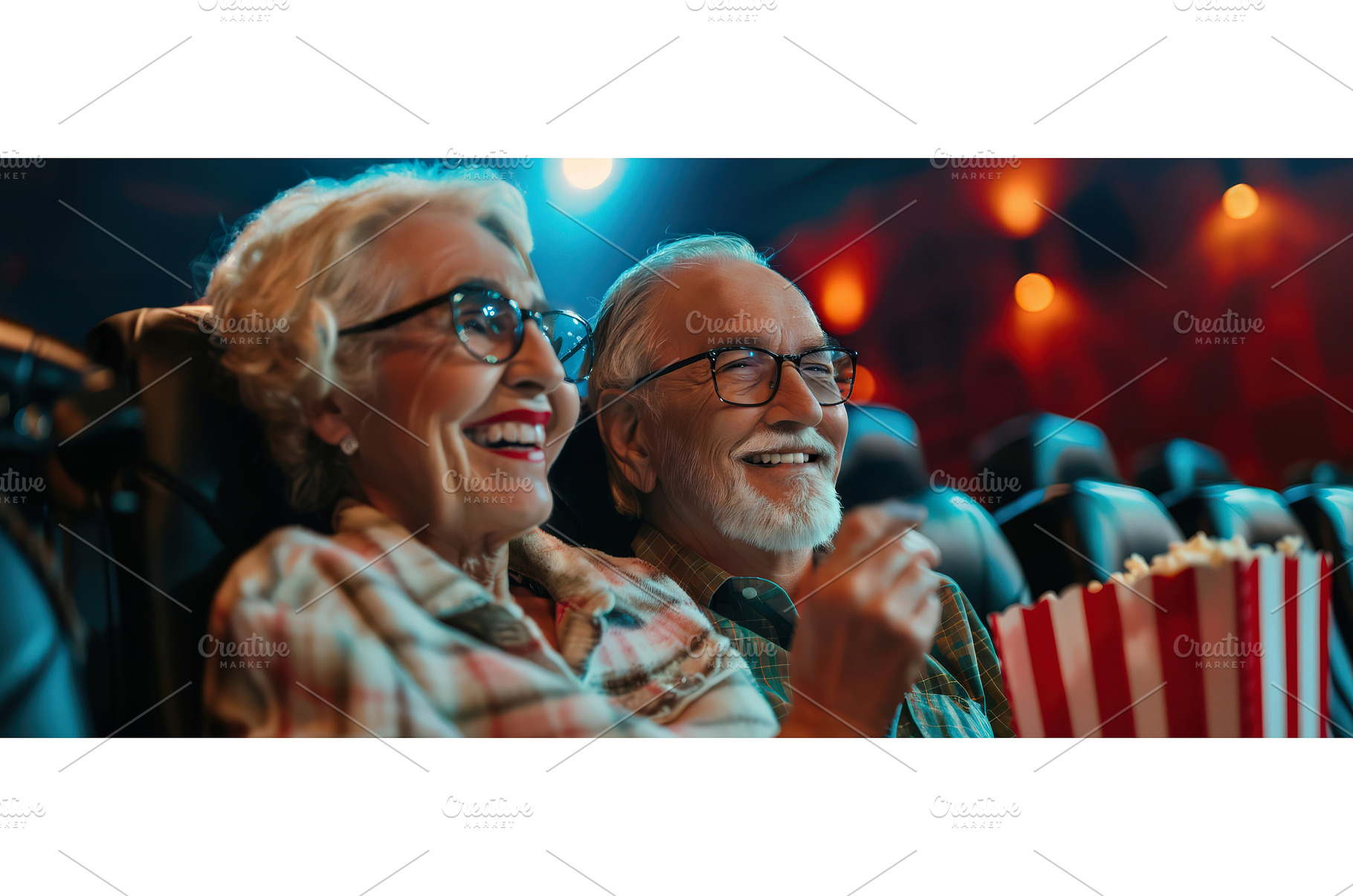 Happy senior couple enjoying movie, a Person Photo by piter.goskov