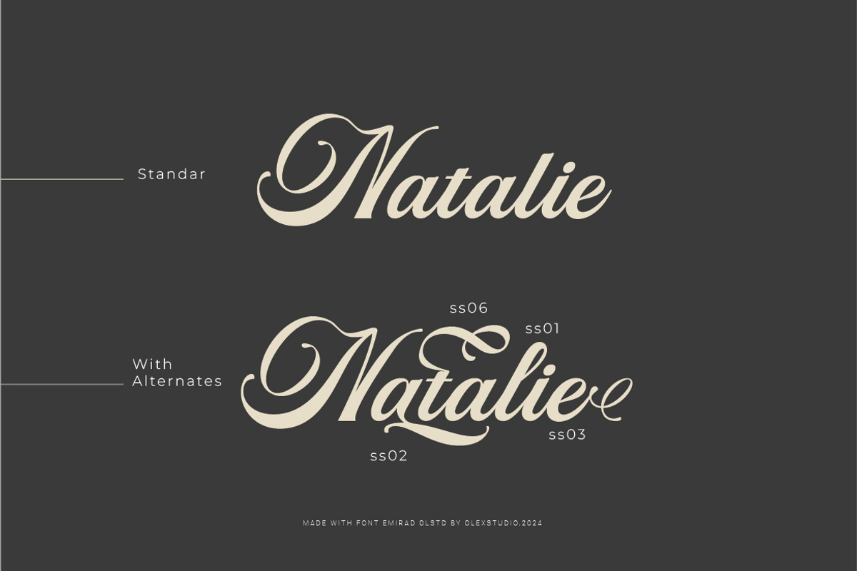 EMIRAD Olstd - Script, a Script Font by Olexstudio (Photo 4 of 7)