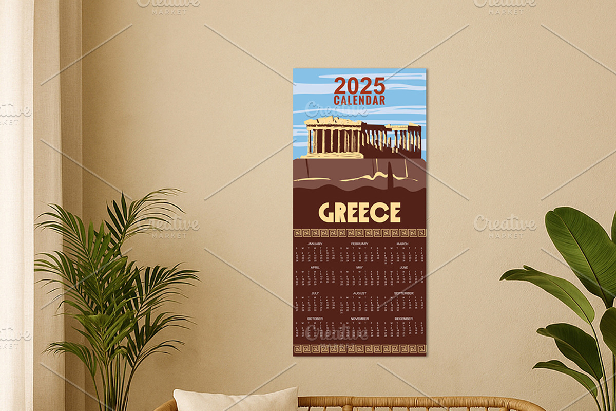Calendar Monthly 2025 Greece Athens, a Seasonal Illustration by Vector_Up (Photo 4 of 7)