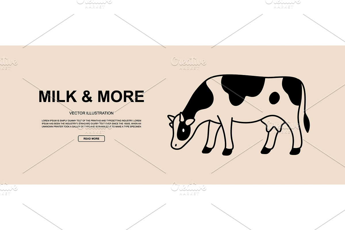 Black and beige grazing cow in, an Animal Illustration by GraphiShop
