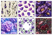 Purple Florals Digital Papers, a Texture Illustration by Dream Creation (Thumbnail 4 of 4)