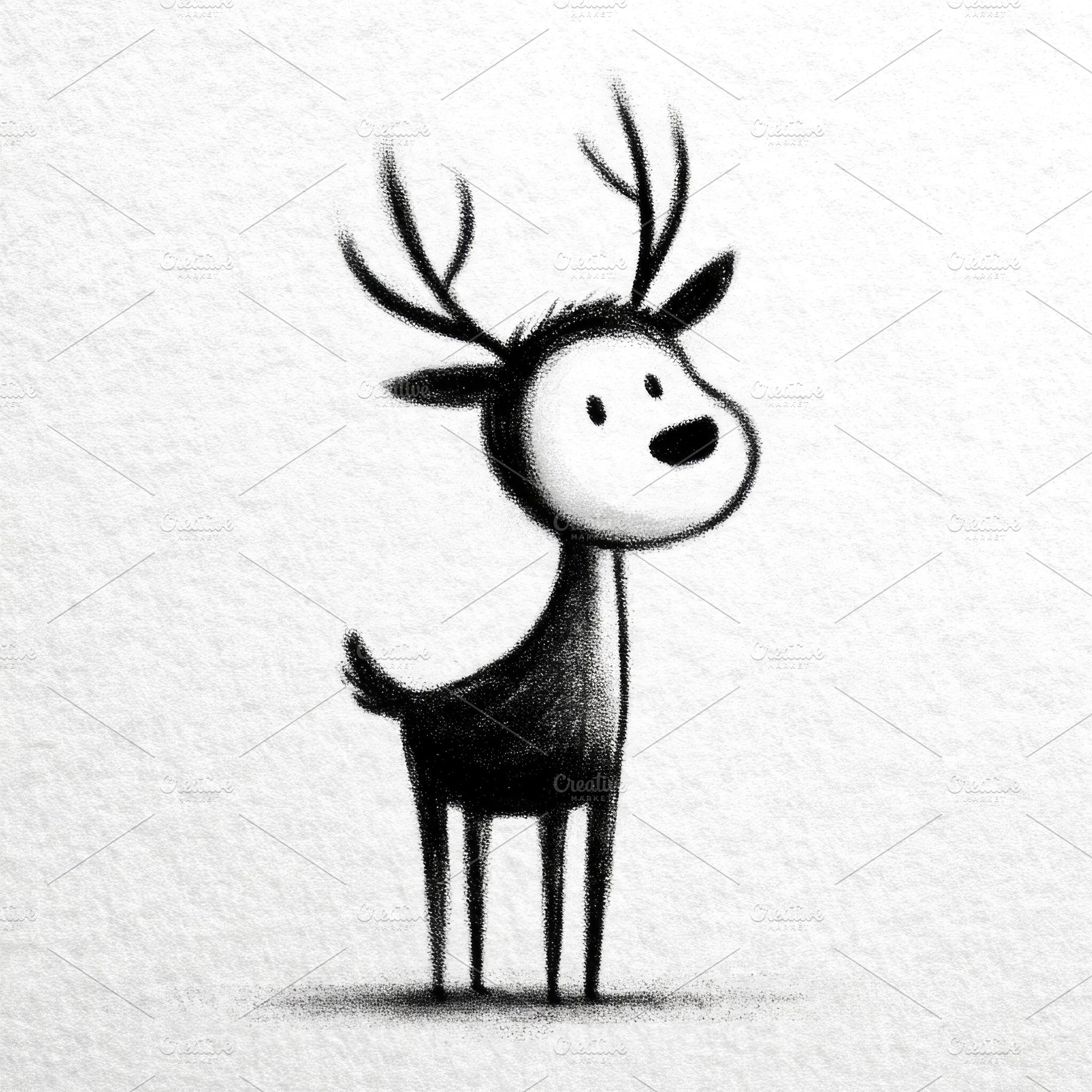 Minimal cute deer doodle illustration isolated on white backgrou, an Animal Photo by José Manuel Gelpi