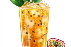 Refreshing Passion Fruit Iced Drink, a Food & Drink Photo by Pixeness Studio