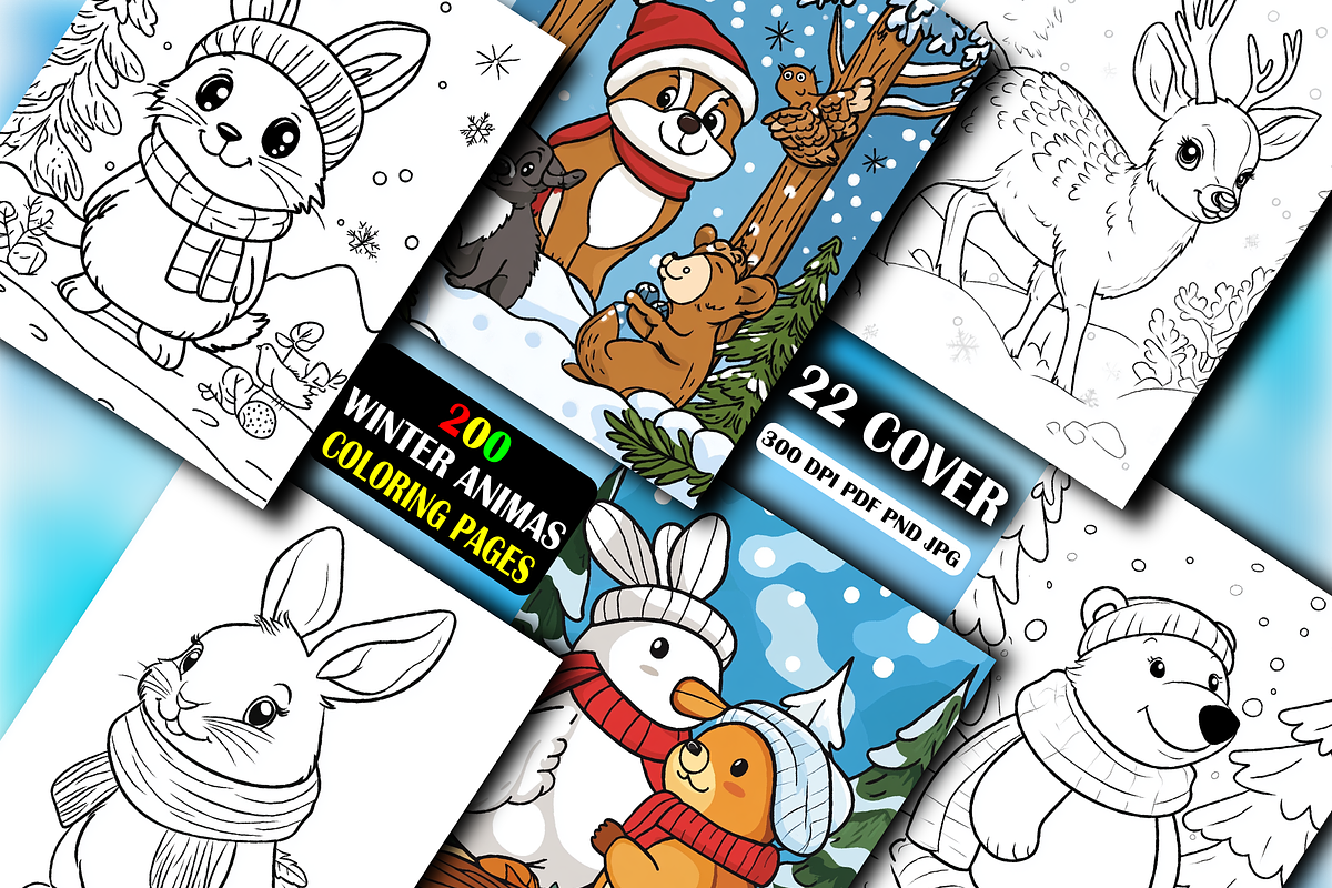 200 Winter Animas Coloring Pages, a Seasonal Illustration by BrandlyTemplate (Photo 1 of 4)