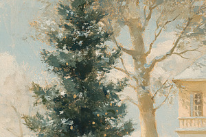 Victorian holiday scene painting showing a group of families gat, an Illustration by Studio ANNA