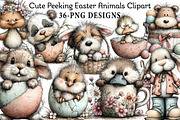 Cute Peeking Easter Animals Clipart, an Illustration by Daily.Designs (Thumbnail 1 of 8)