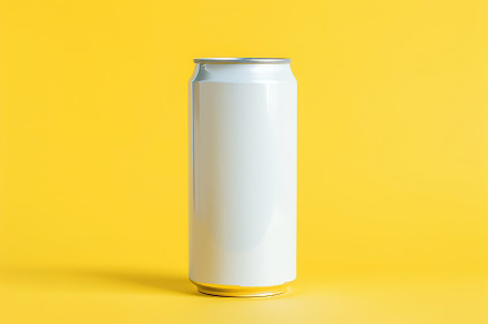 Blank aluminum can on yellow background, a Food & Drink Photo by AlyaAnd