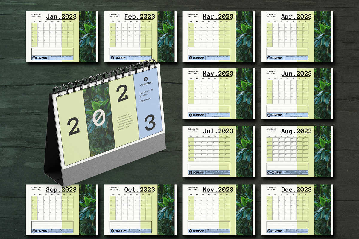 2023 Desk Calendar Layout, a Stationery Template by OneVectorStock (Photo 1 of 15)
