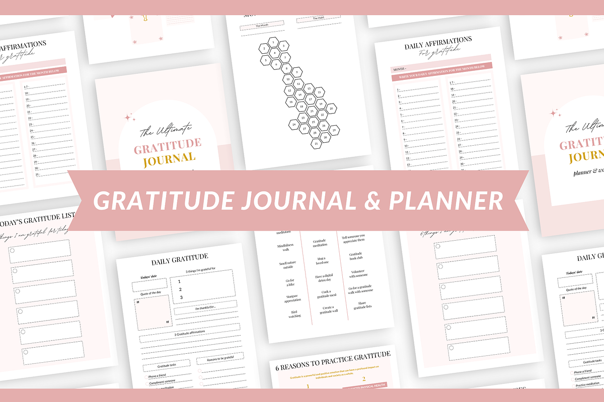 Gratitude planner Canva template, a Design Template by Cate Creates (Photo 6 of 9)