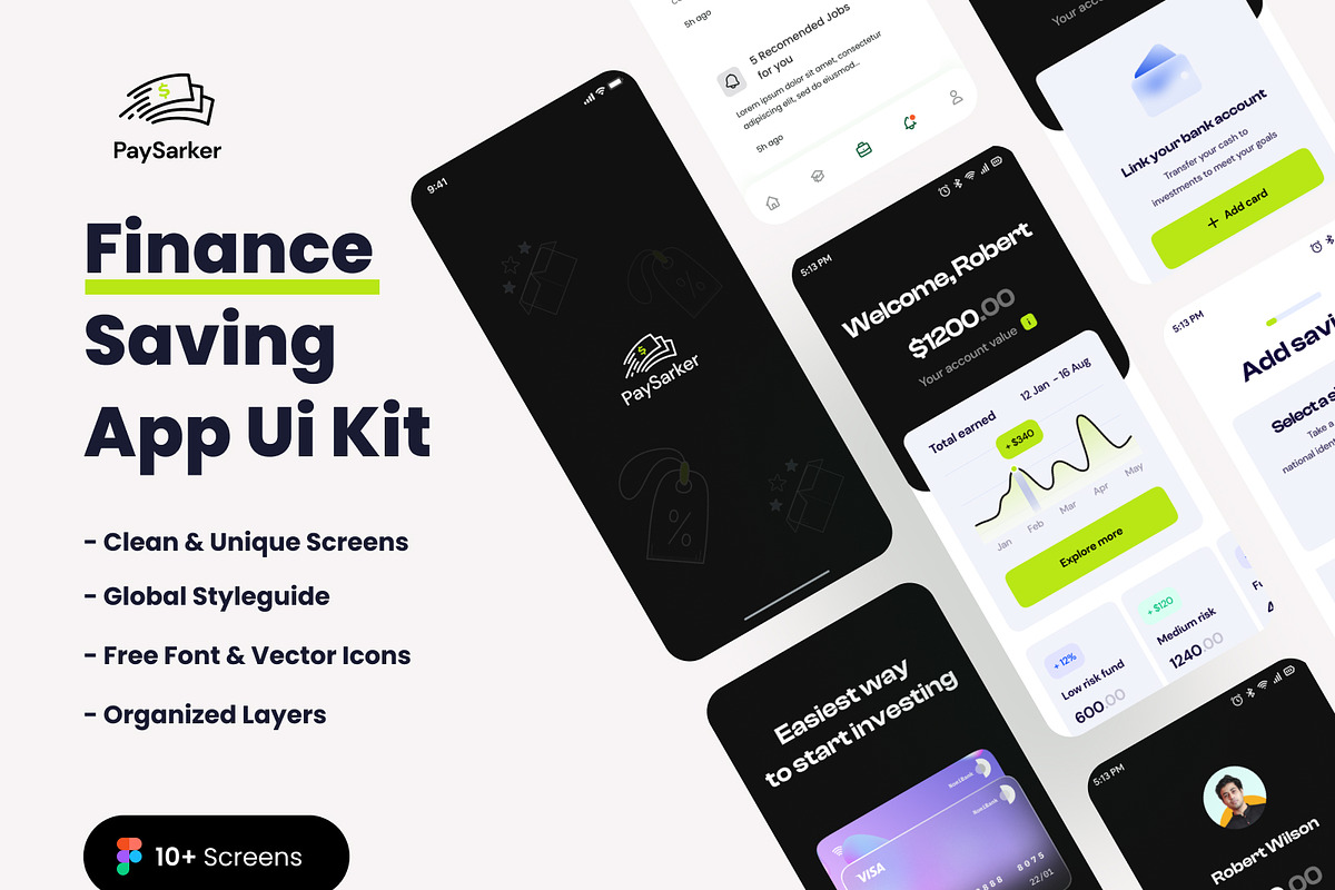 Finance Saving Mobile App UI Kit, an App Template by DesignsLab (Photo 1 of 3)