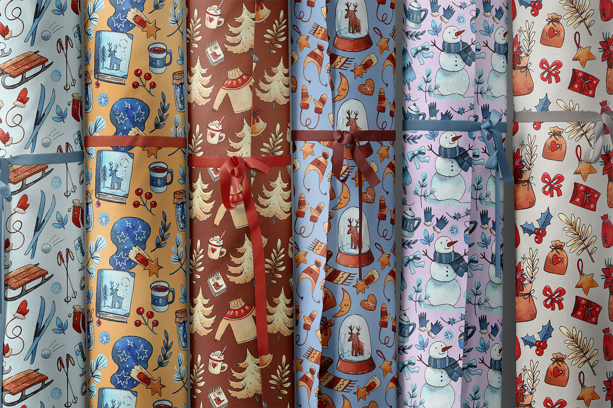Winter watercolor patterns set, a Pattern Graphic by Ekaterina Goncharova (Photo 6 of 7)