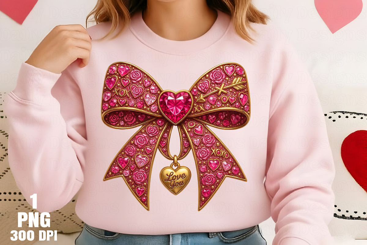 Rhinestone Valentines Bow Png, an Illustration by Daily.Designs (Photo 5 of 5)