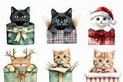 Christmas Cat Gift Box Clipart, an Illustration by Craft Nest (Thumbnail 3 of 6)