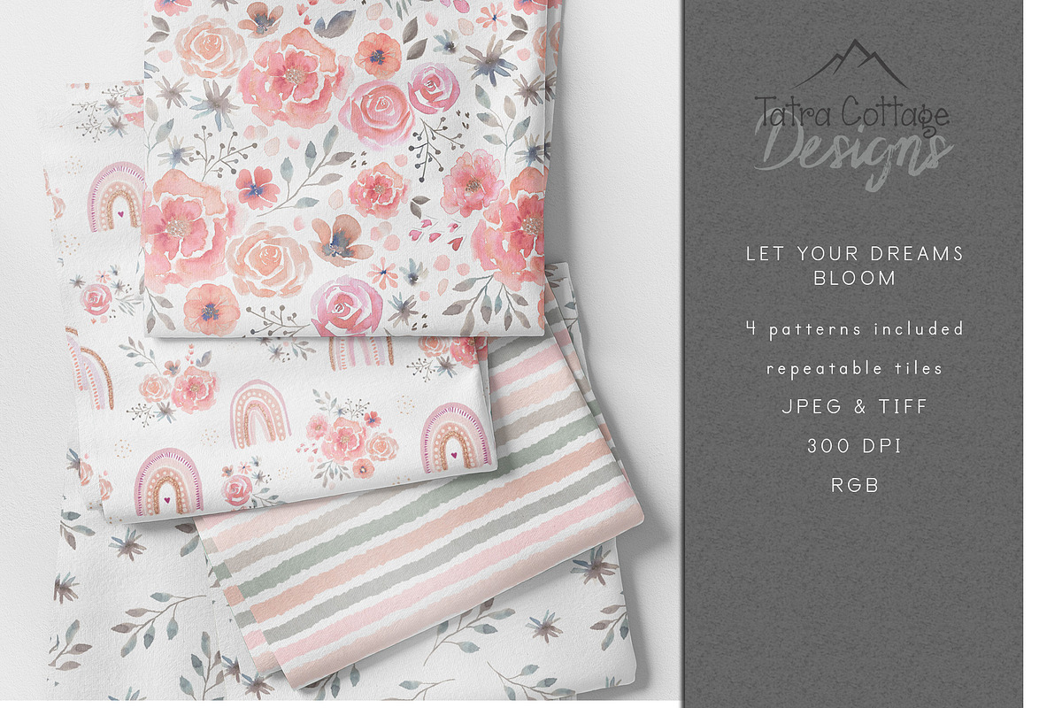 Watercolour Florals Seamless Pattern, a Pattern Graphic by Tatra Cottage Designs (Photo 1 of 7)