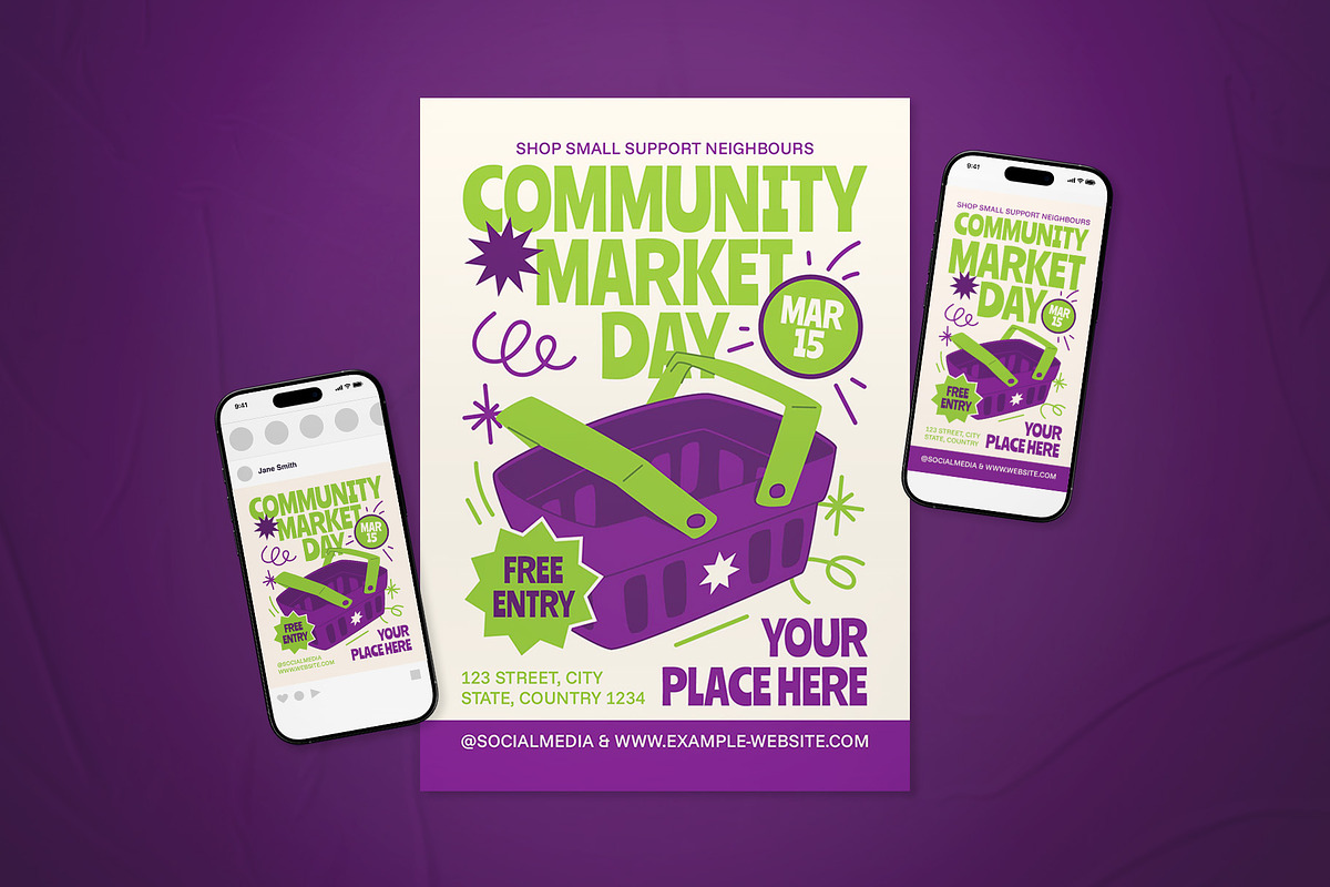 Community Market Day Event Flyer Set, a Flyer Template by The Good Store (Photo 1 of 2)