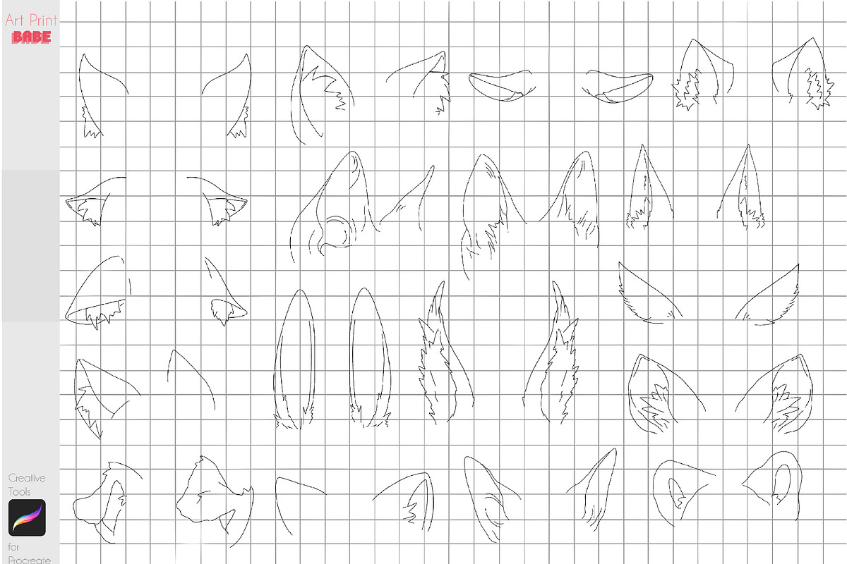 Procreate Anime Animal Ears Guides, a Brush Add-On by ArtPrintBabe (Photo 2 of 4)