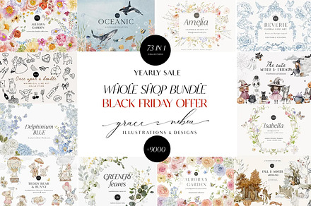 WHOLE SHOP Clipart Graphic Bundle, a Decorative Illustration by Grace Noboa Illustrations