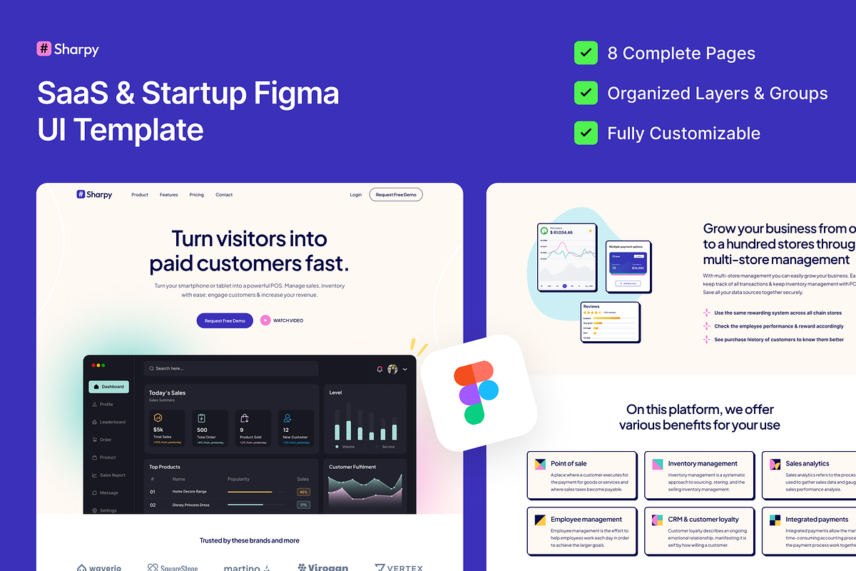 Sharpy - SaaS Free Figma Template, an UI Kit Template by FinestDevs (Photo 1 of 5)