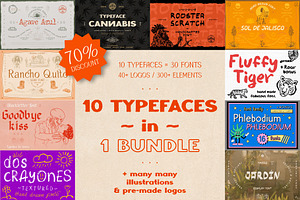 Font Bundle SALE 300 Illustrations