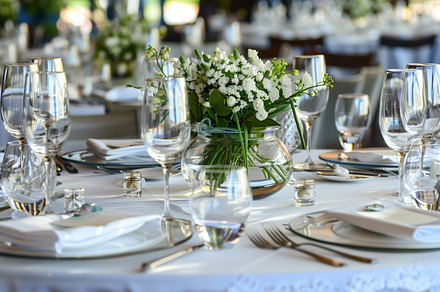 Table set for a elegant wedding, a Food & Drink Photo by MistyDay