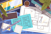 Architect desk. Architecture, a Person Illustration by Stock-Smart-Start (Thumbnail 3 of 3)