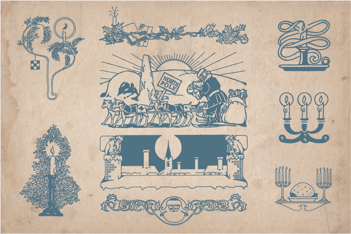 70 Vintage Christmas Illustrations, a Seasonal Illustration by Mr Vintage (Photo 5 of 9)
