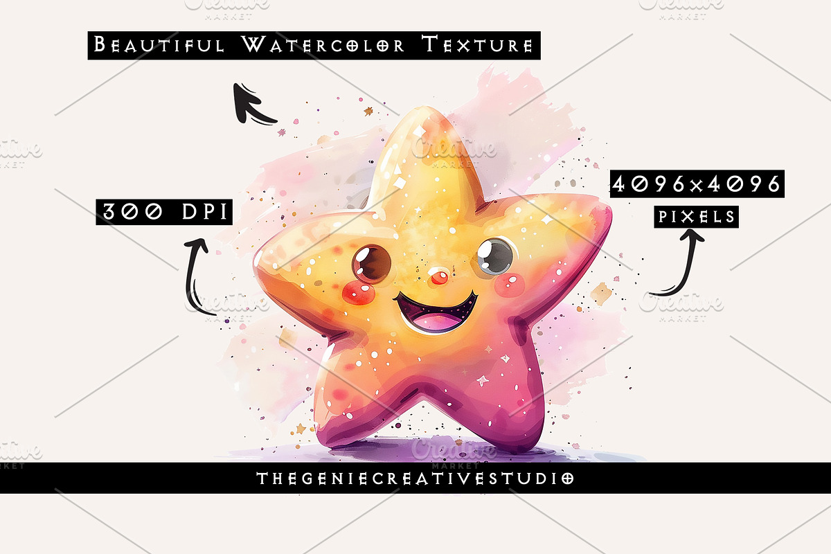 Cartoon Star PNG Clipart Set, an Object Illustration by Geniecreativestudio (Photo 3 of 9)
