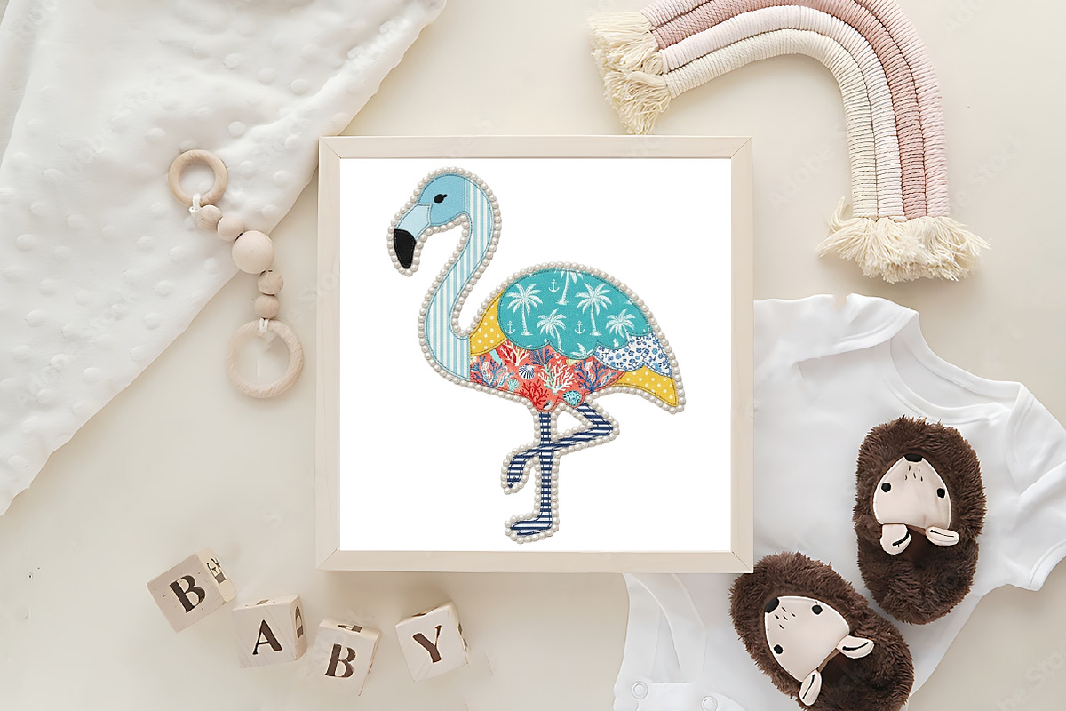 Patchwork Coastal Flamingo Summer PN, an Illustration by CraftArtStudio (Photo 4 of 4)