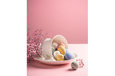 Easter eggs and spring flowers