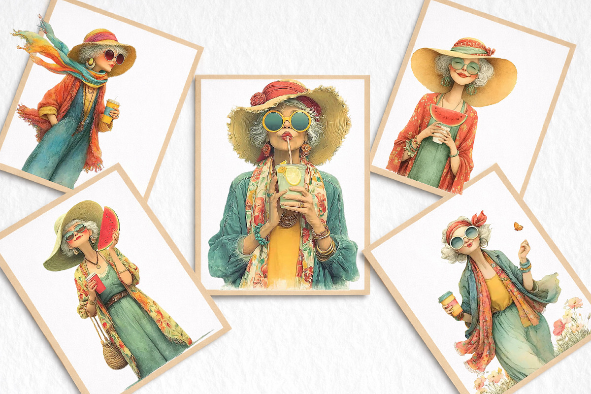 Summer Funny Grandma Clipart, an Illustration by DreamArtGraphic (Photo 7 of 8)